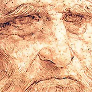 Detail van een tekening van Leonardo da Vinci, bij het principe Curiosità.